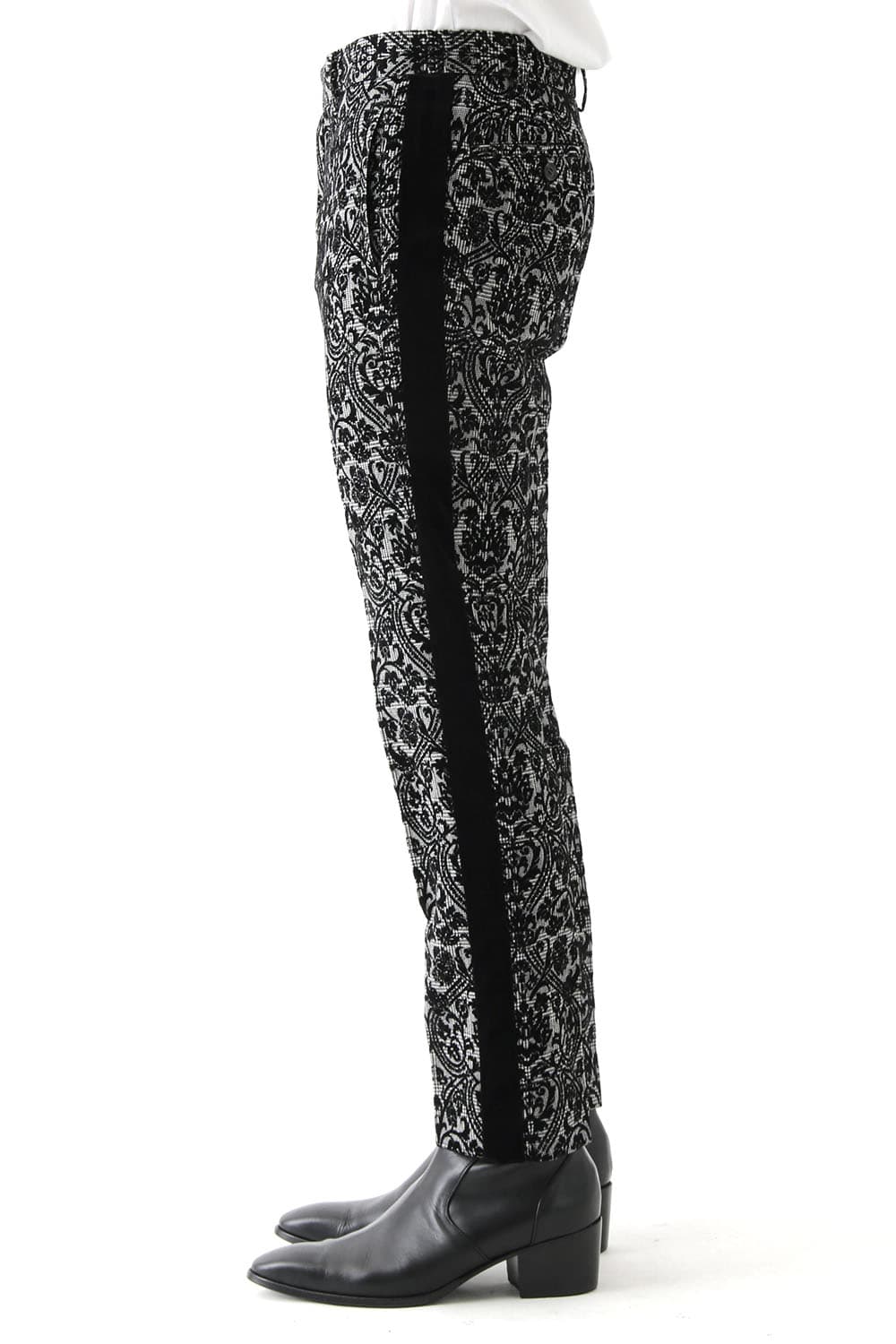 GLEN CHECK ROCOCO FLOCKING PRINT PANTS