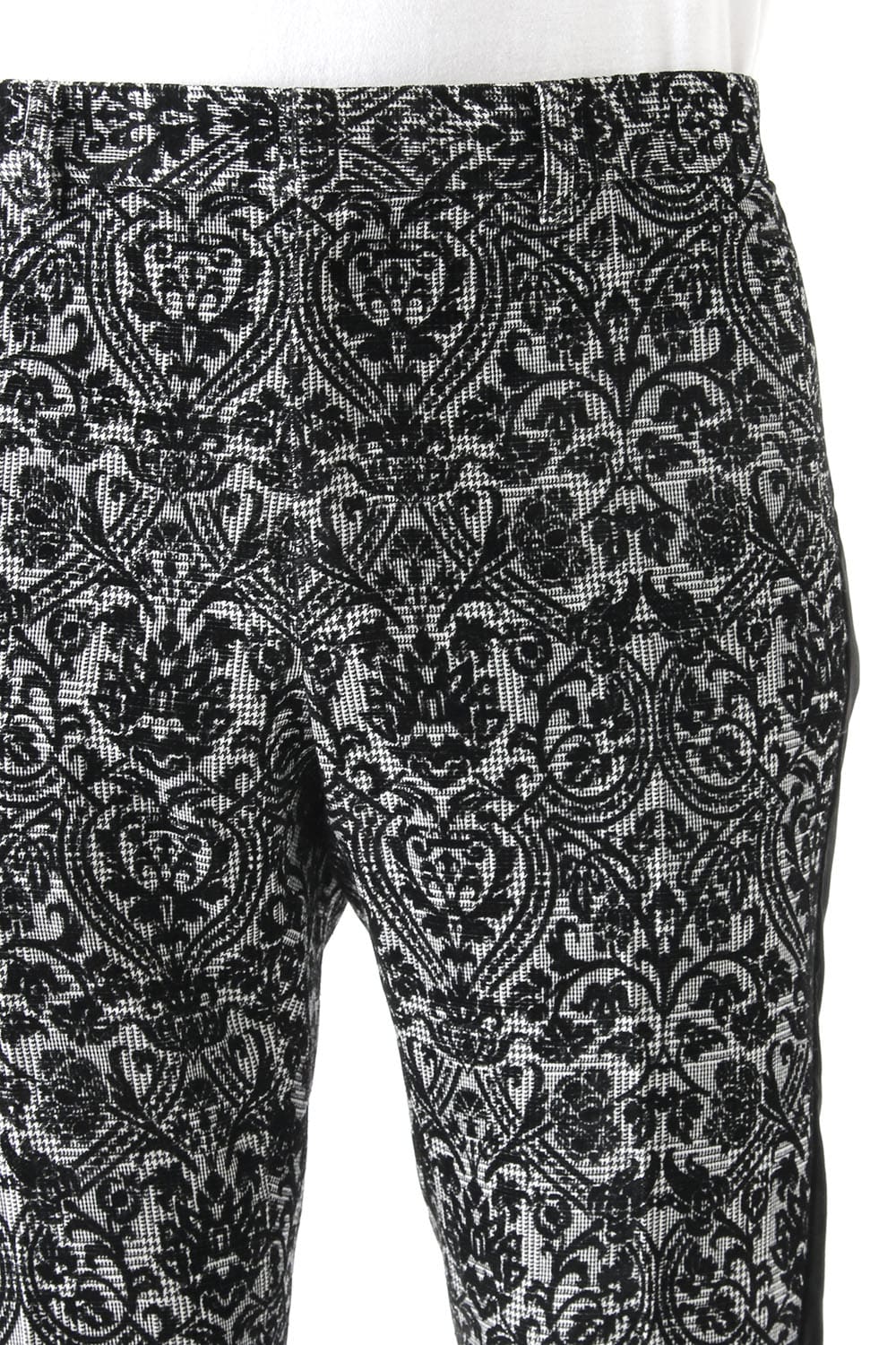 GLEN CHECK ROCOCO FLOCKING PRINT PANTS
