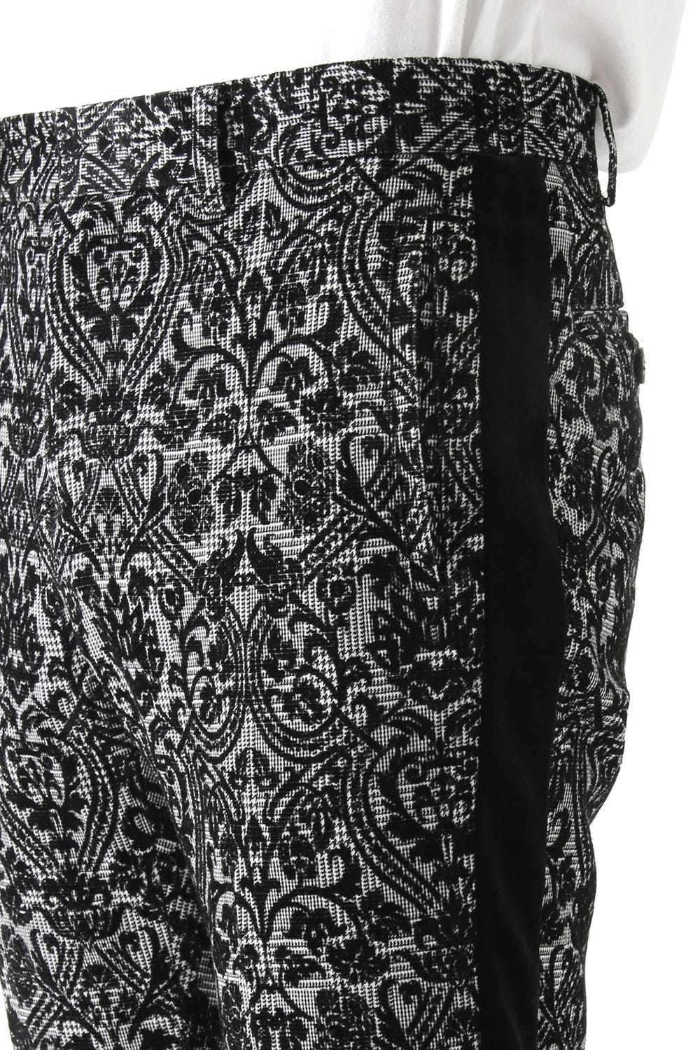 GLEN CHECK ROCOCO FLOCKING PRINT PANTS