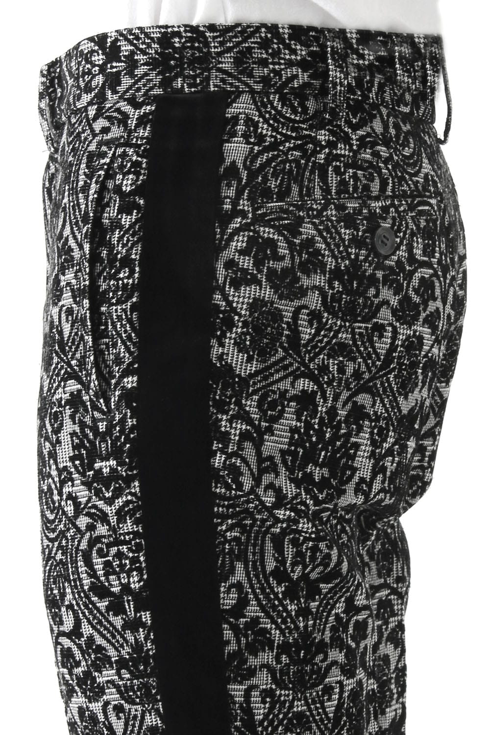 GLEN CHECK ROCOCO FLOCKING PRINT PANTS