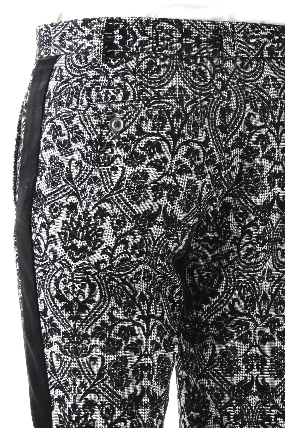 GLEN CHECK ROCOCO FLOCKING PRINT PANTS