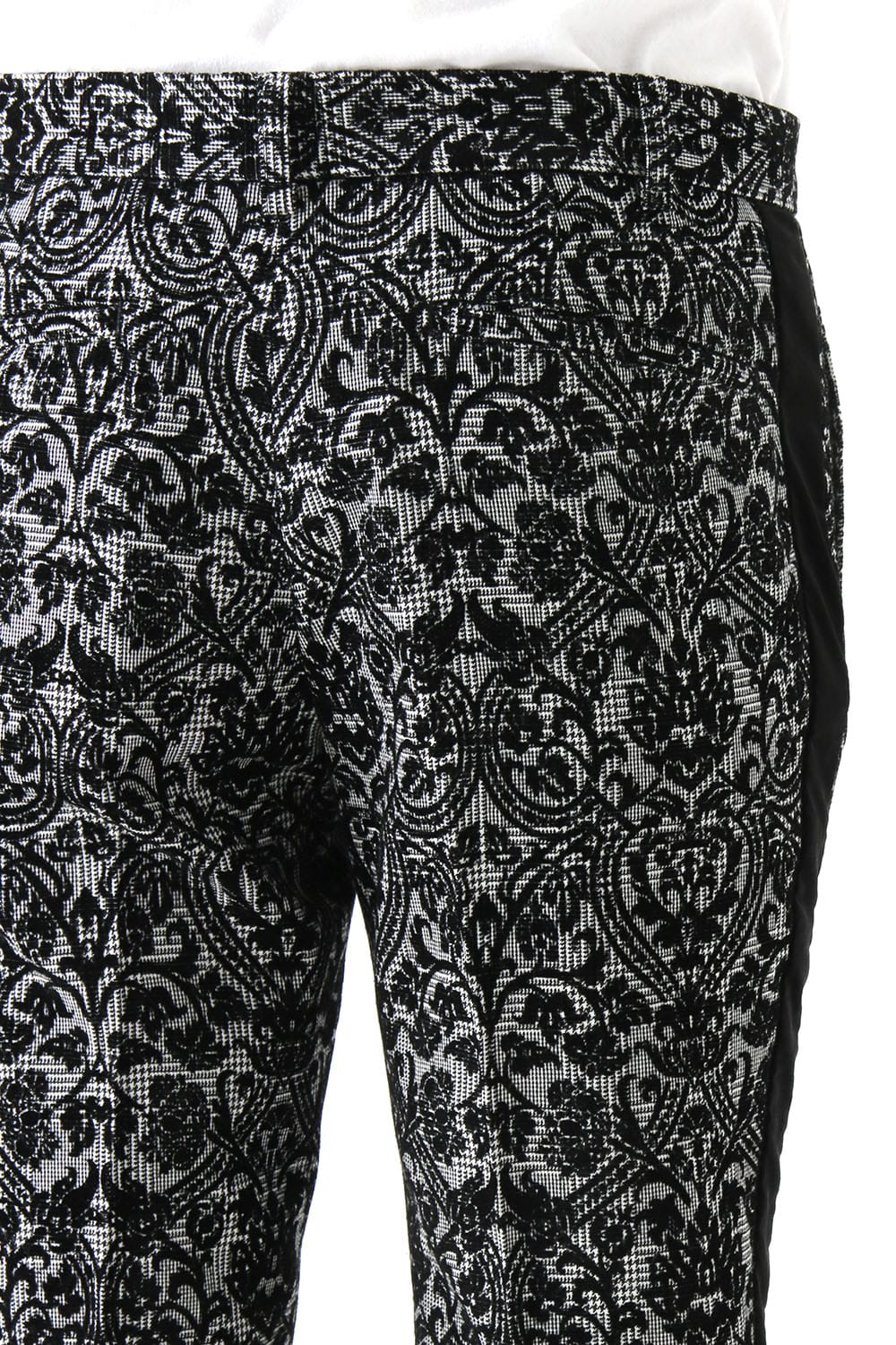 GLEN CHECK ROCOCO FLOCKING PRINT PANTS