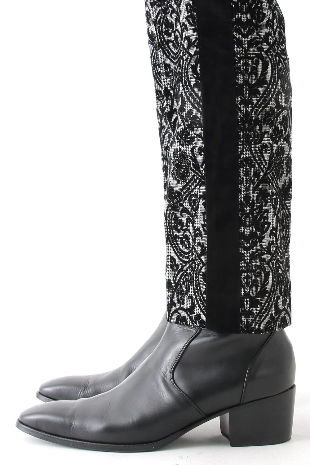 GLEN CHECK ROCOCO FLOCKING PRINT PANTS