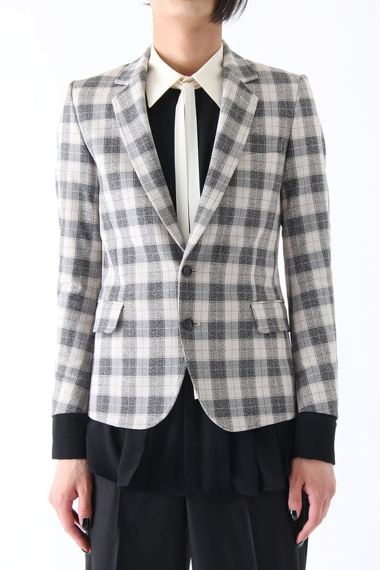 T/RY MELANGE CHECK STRETCH JACKET