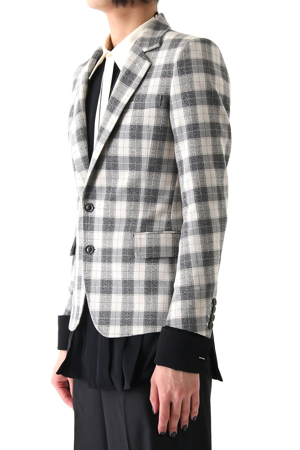 T/RY MELANGE CHECK STRETCH JACKET