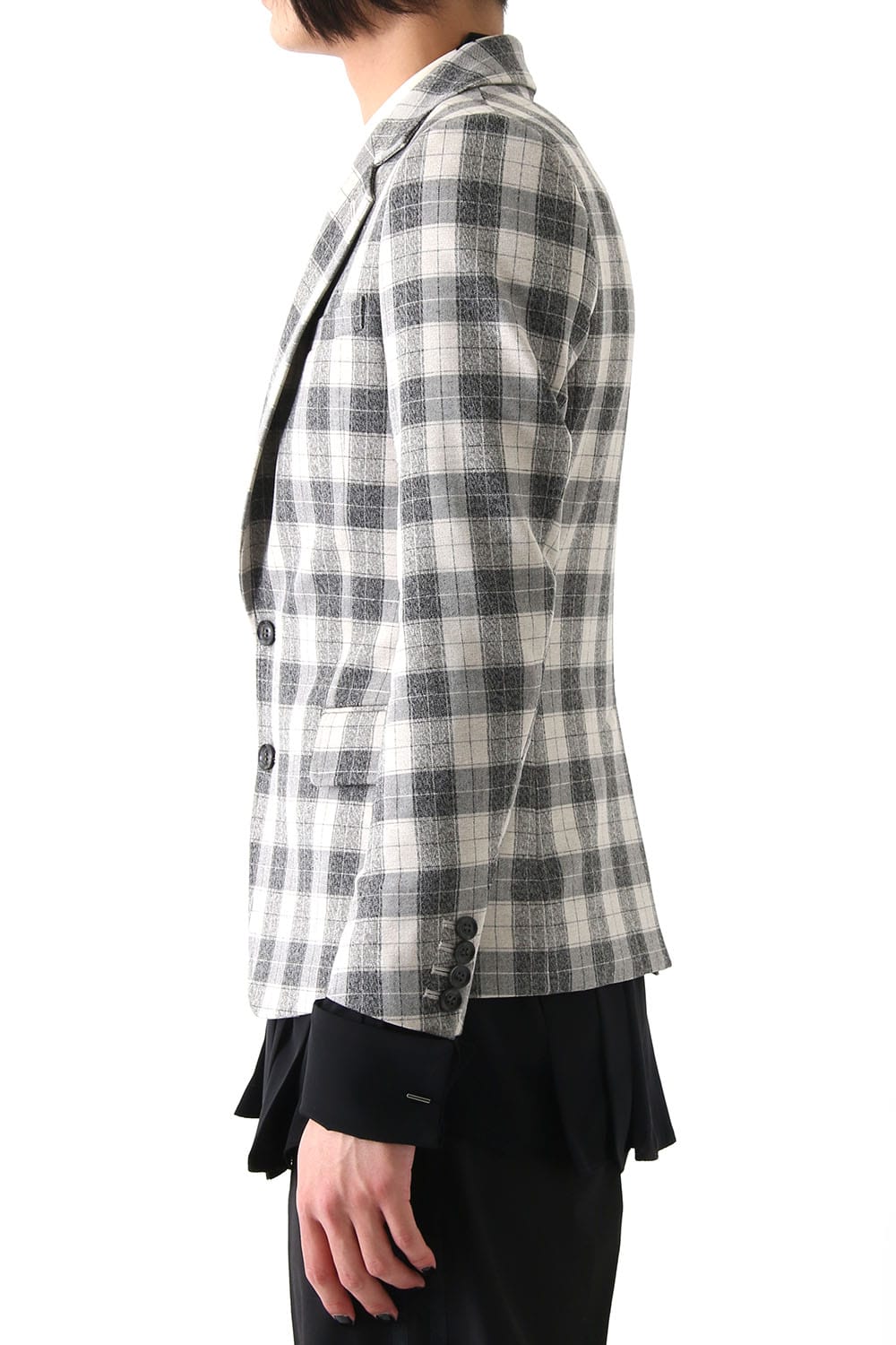 T/RY MELANGE CHECK STRETCH JACKET