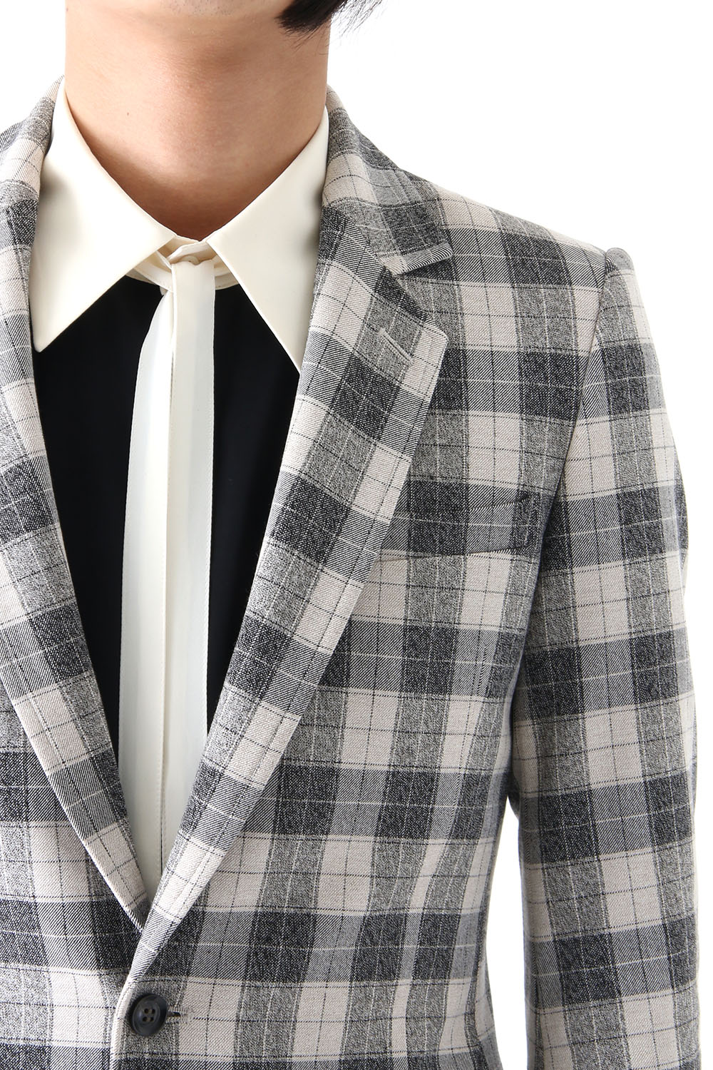 T/RY MELANGE CHECK STRETCH JACKET