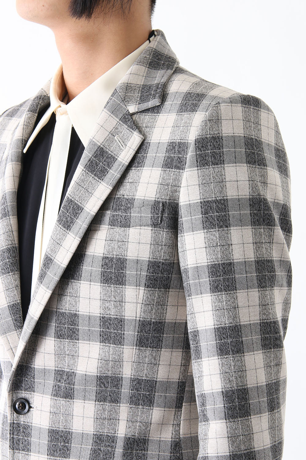 T/RY MELANGE CHECK STRETCH JACKET