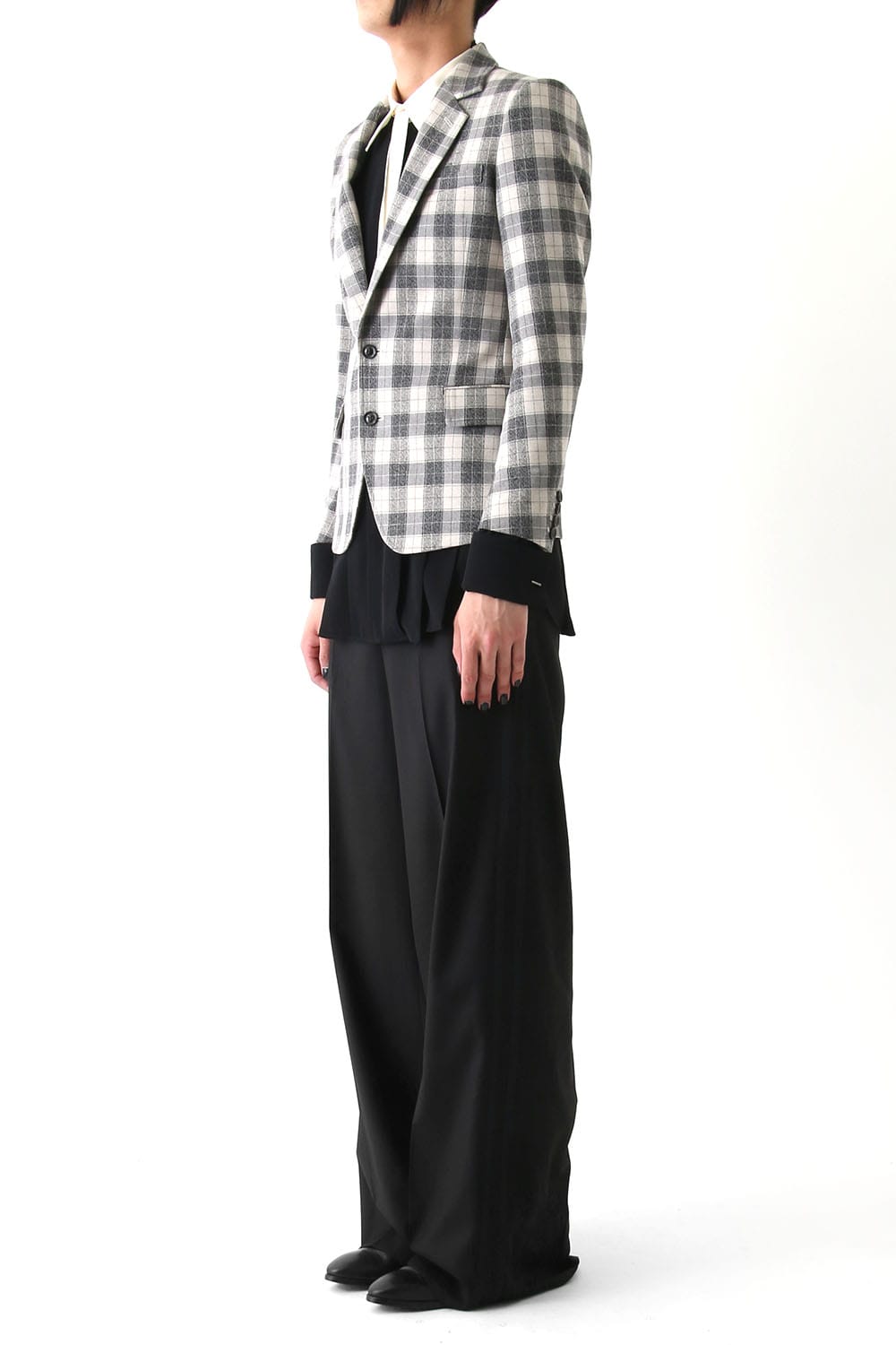 T/RY MELANGE CHECK STRETCH JACKET