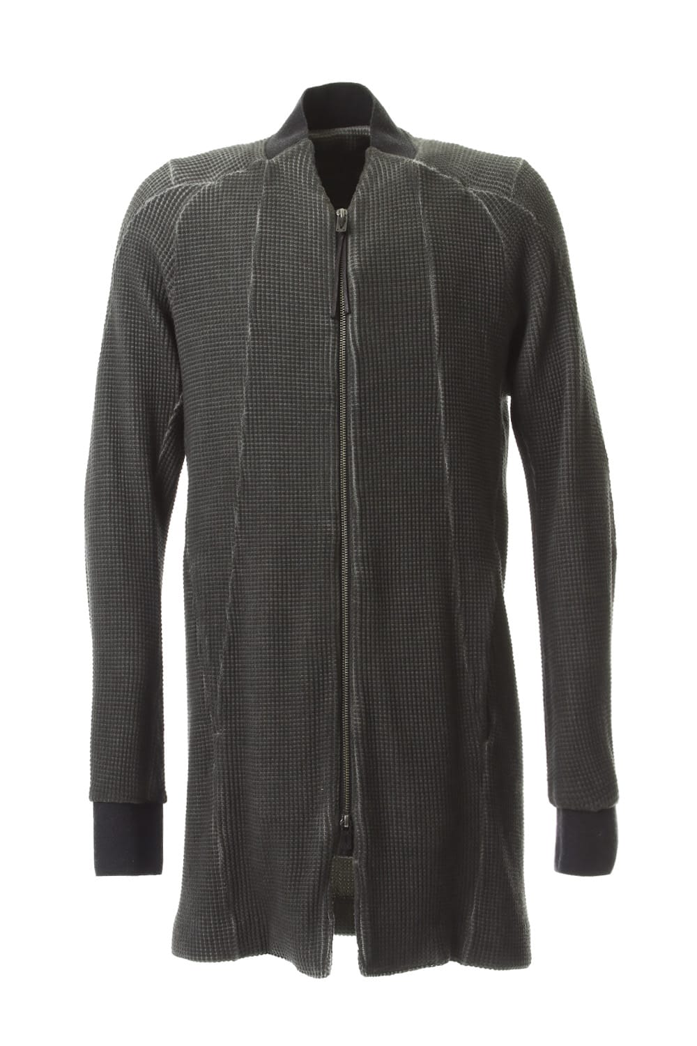 Heavy Waffle Long Bomber Cardigan