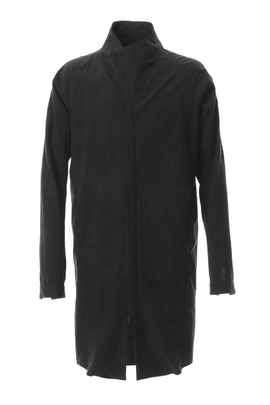 Wrinkle Processing High Neck Long Shirt Coat