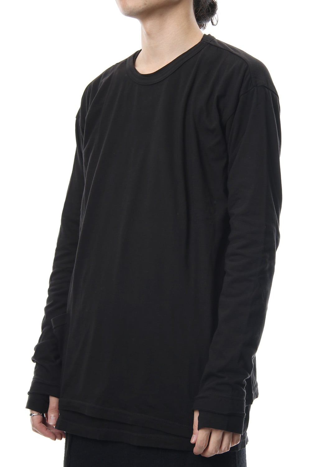 Product Dyeing Coloring Stitching Layered Long Sleeve T Black