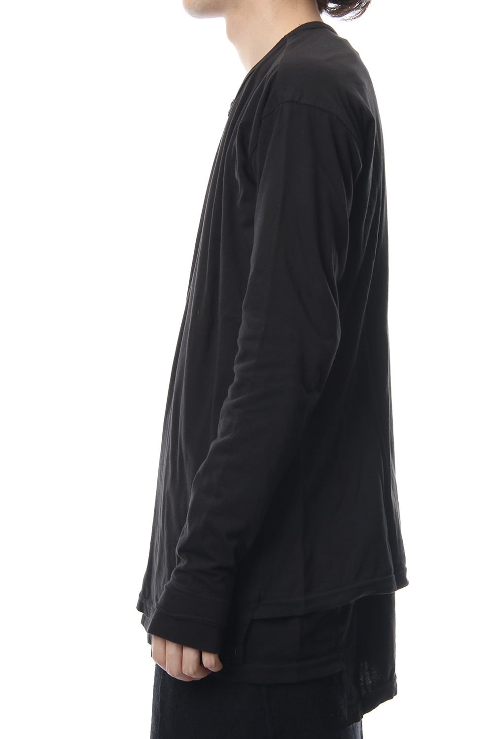 Product Dyeing Coloring Stitching Layered Long Sleeve T Black