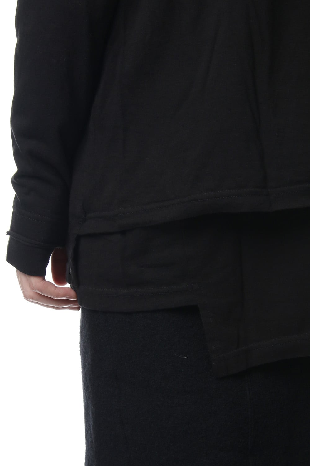 Product Dyeing Coloring Stitching Layered Long Sleeve T Black