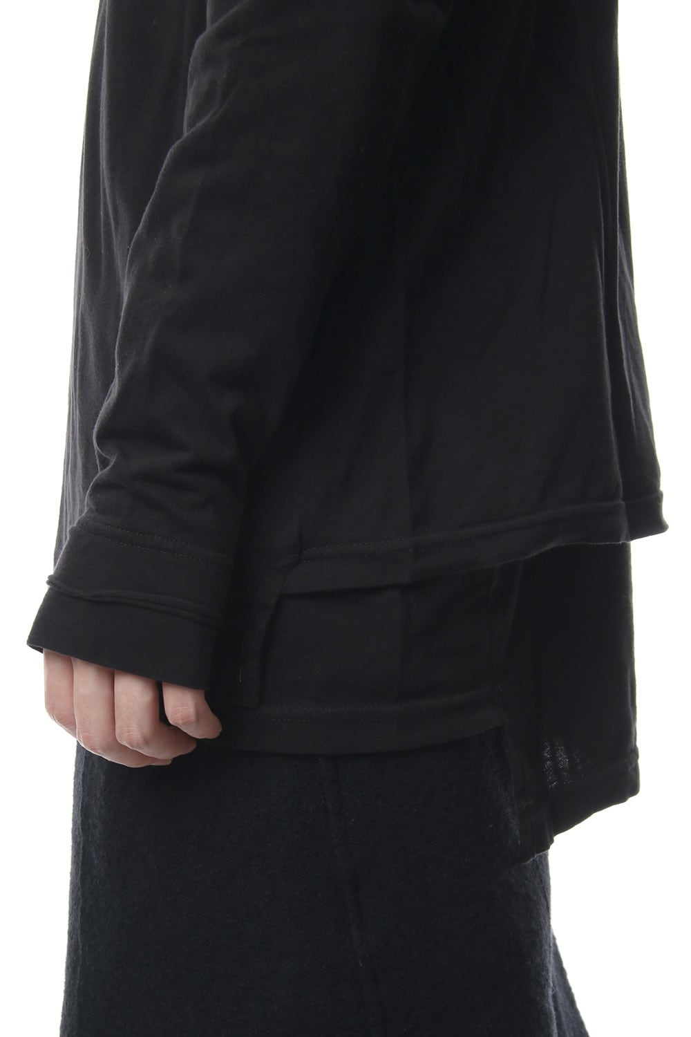 Product Dyeing Coloring Stitching Layered Long Sleeve T Black