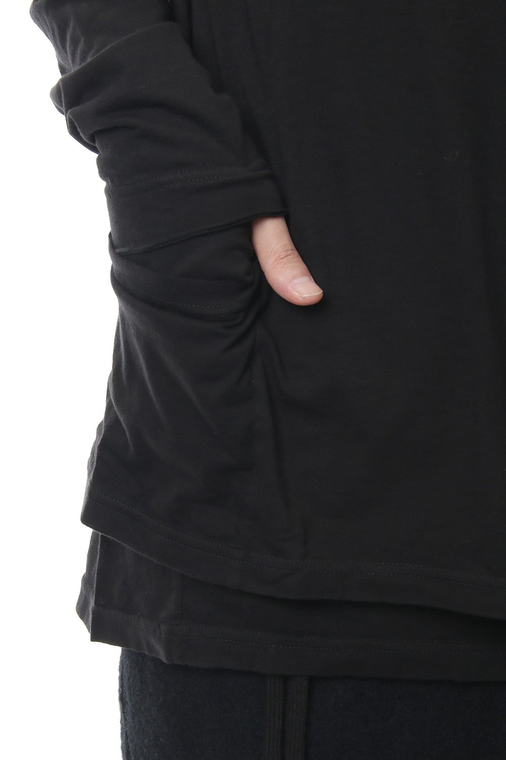 Product Dyeing Coloring Stitching Layered Long Sleeve T Black