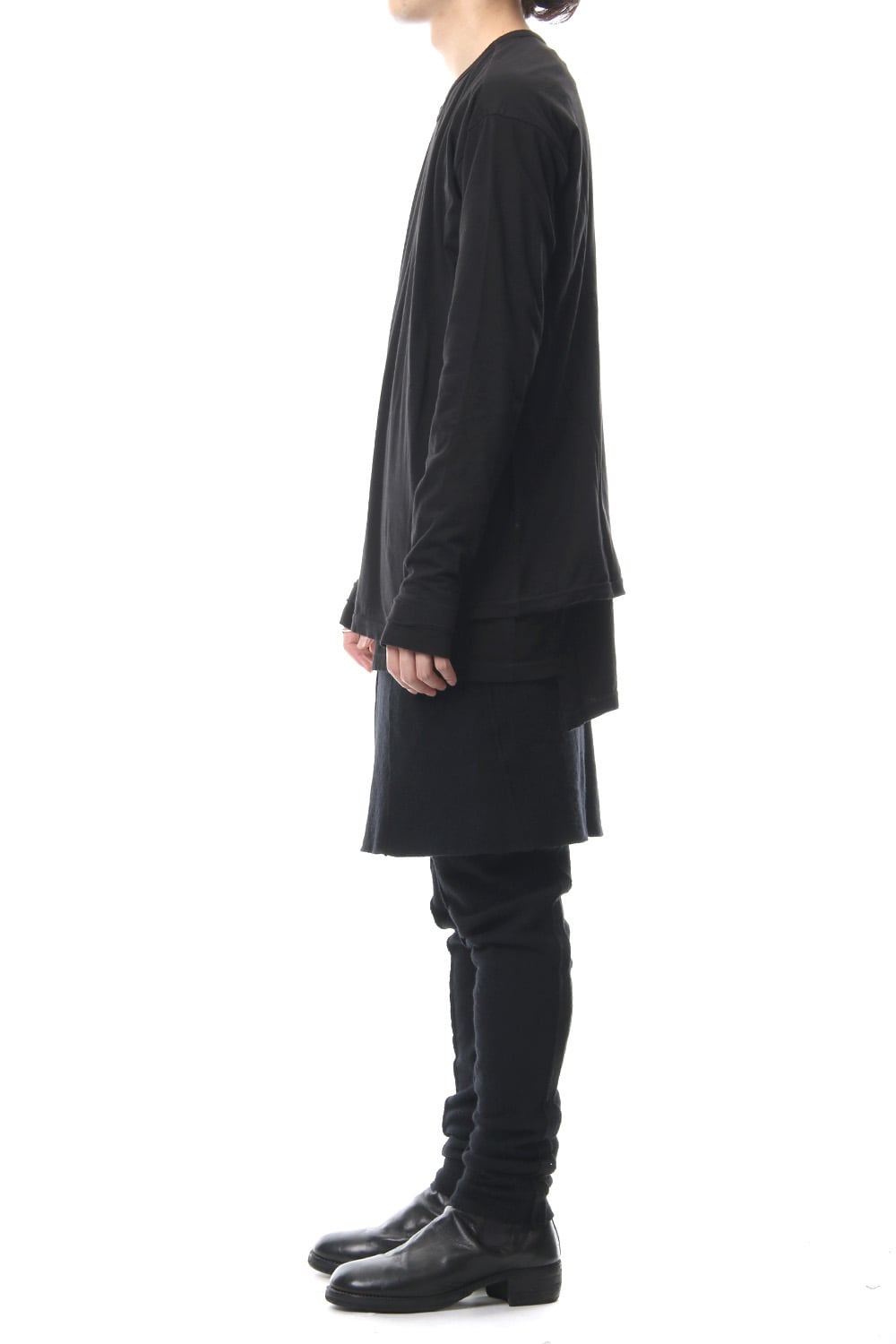 Product Dyeing Coloring Stitching Layered Long Sleeve T Black