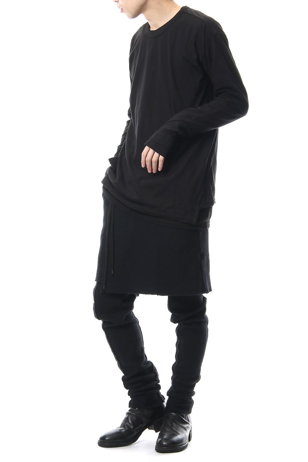 Product Dyeing Coloring Stitching Layered Long Sleeve T Black