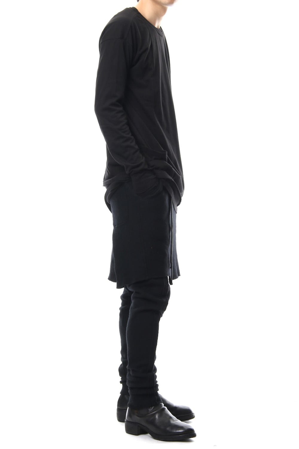 Product Dyeing Coloring Stitching Layered Long Sleeve T Black