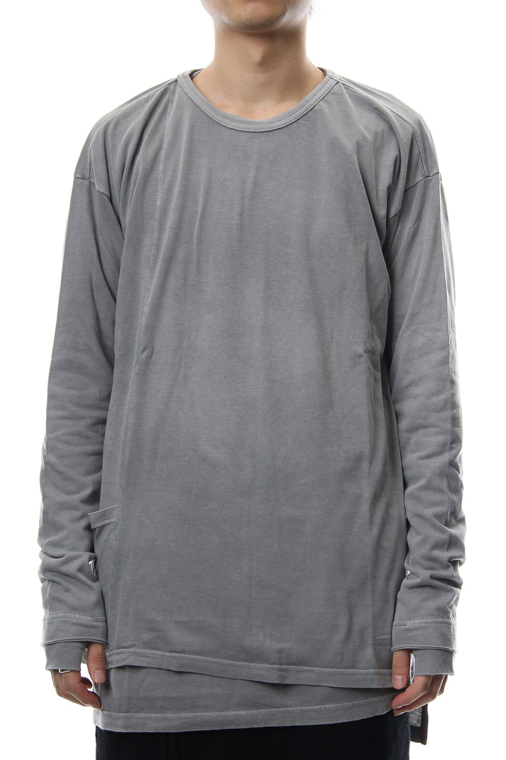 Product Dyeing Coloring Stitching Layered Long Sleeve T L.Gray