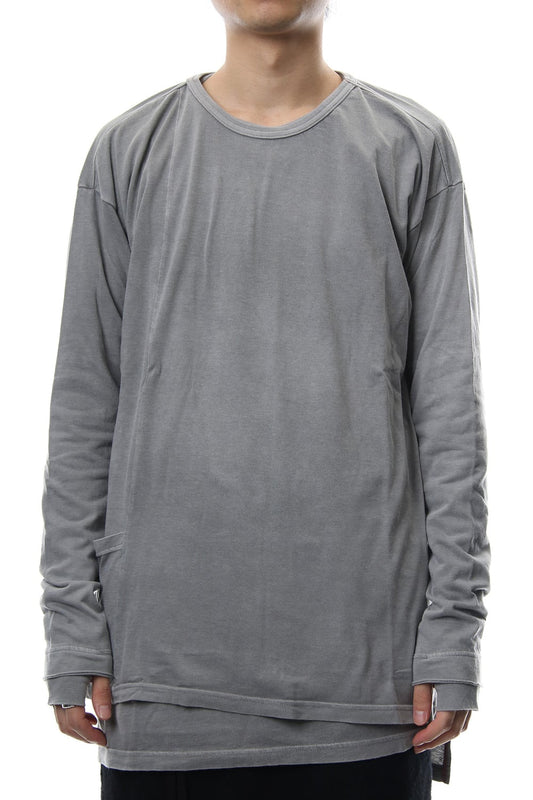 Product Dyeing Coloring Stitching Layered Long Sleeve T L.Gray