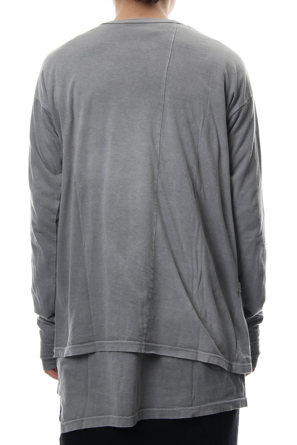Product Dyeing Coloring Stitching Layered Long Sleeve T L.Gray