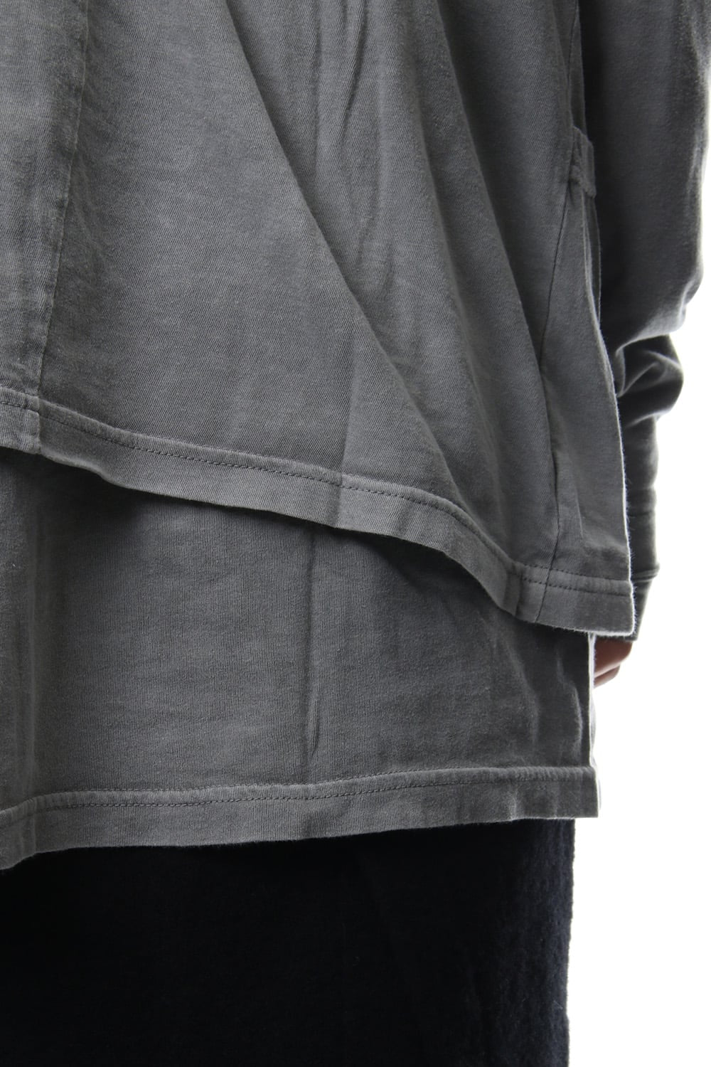 Product Dyeing Coloring Stitching Layered Long Sleeve T L.Gray