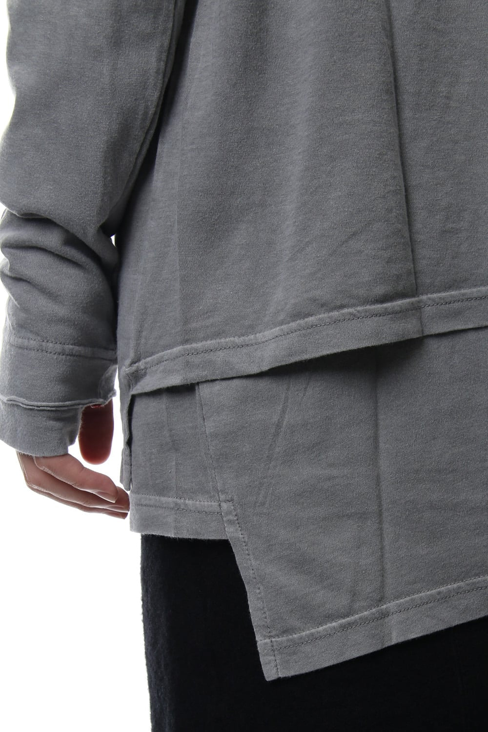 Product Dyeing Coloring Stitching Layered Long Sleeve T L.Gray