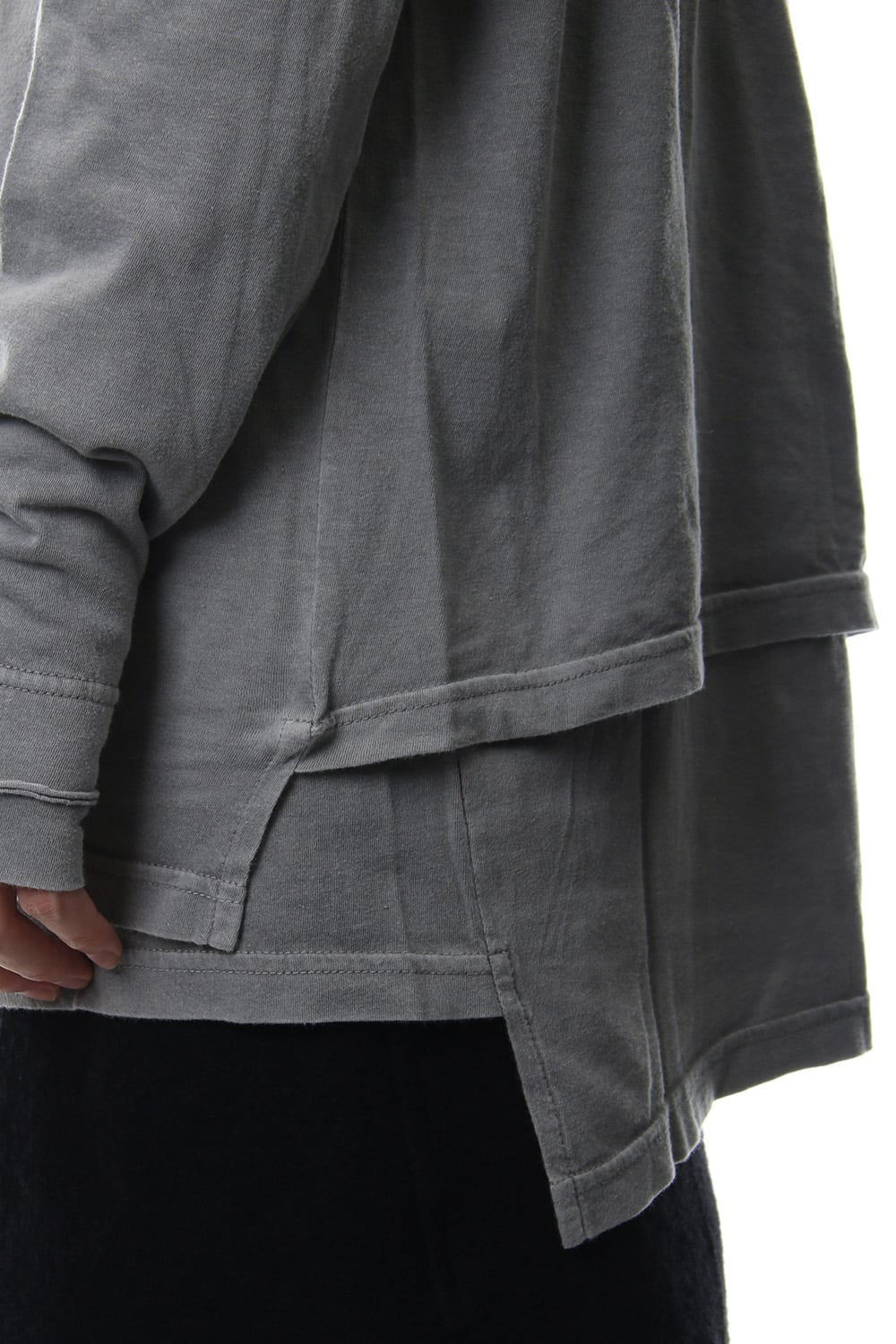 Product Dyeing Coloring Stitching Layered Long Sleeve T L.Gray