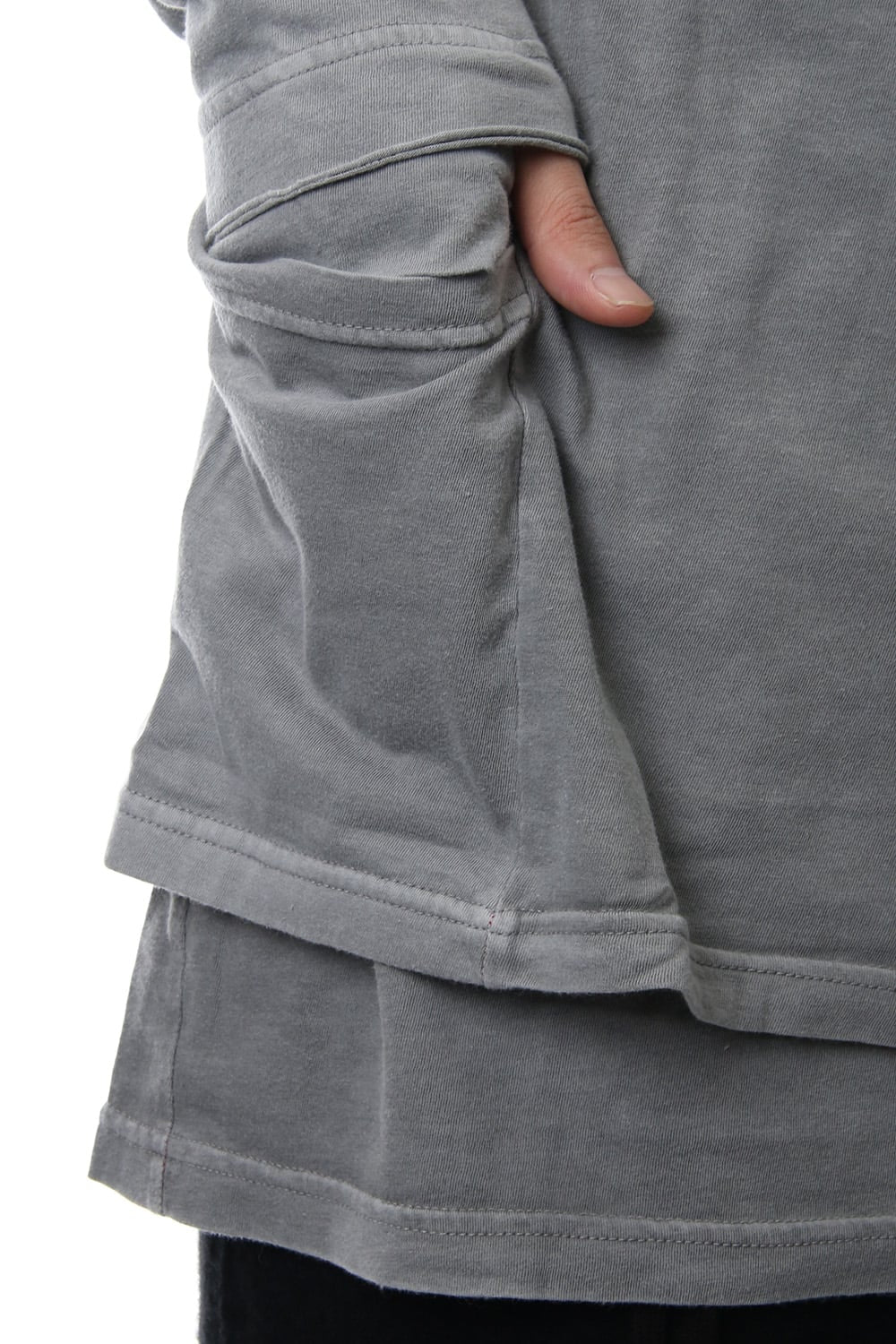 Product Dyeing Coloring Stitching Layered Long Sleeve T L.Gray