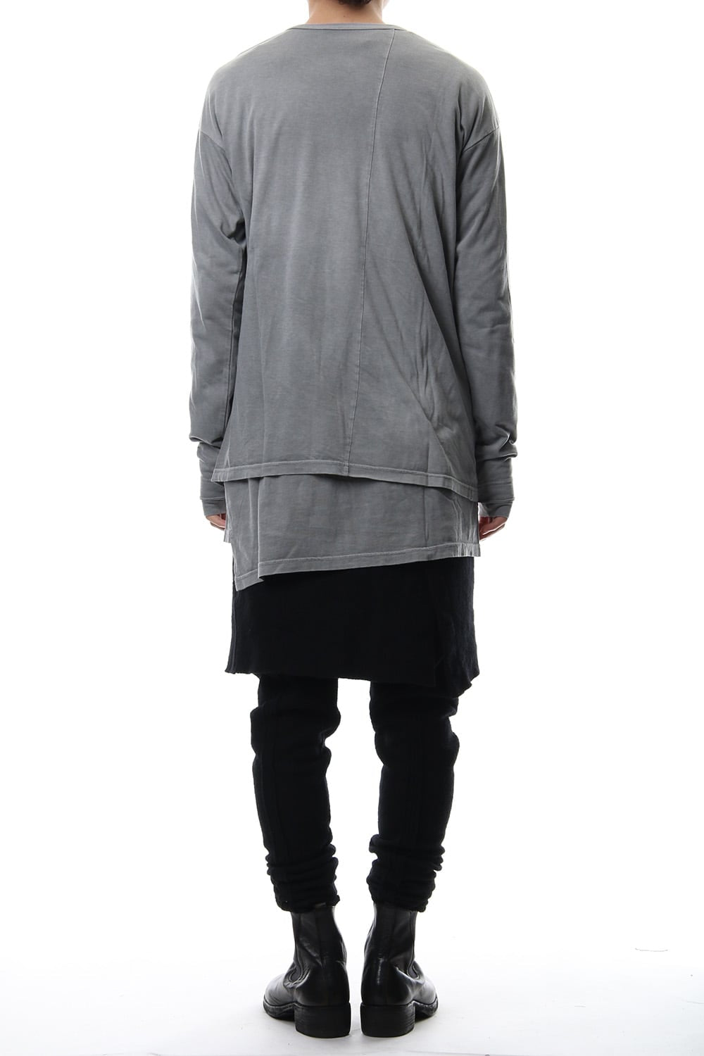 Product Dyeing Coloring Stitching Layered Long Sleeve T L.Gray