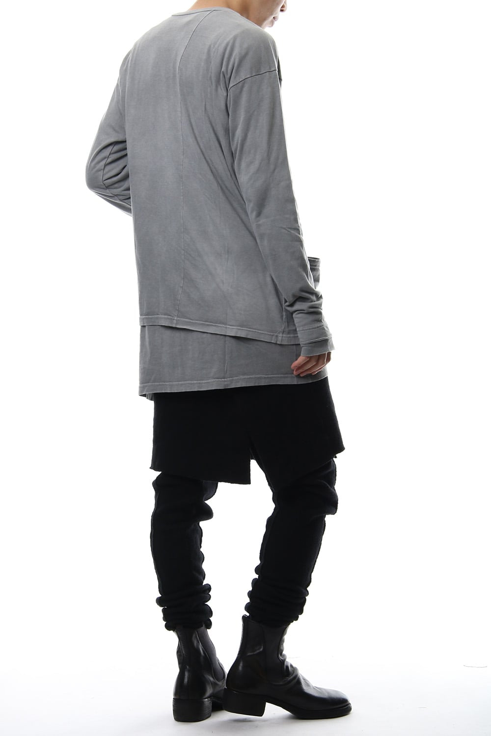 Product Dyeing Coloring Stitching Layered Long Sleeve T L.Gray