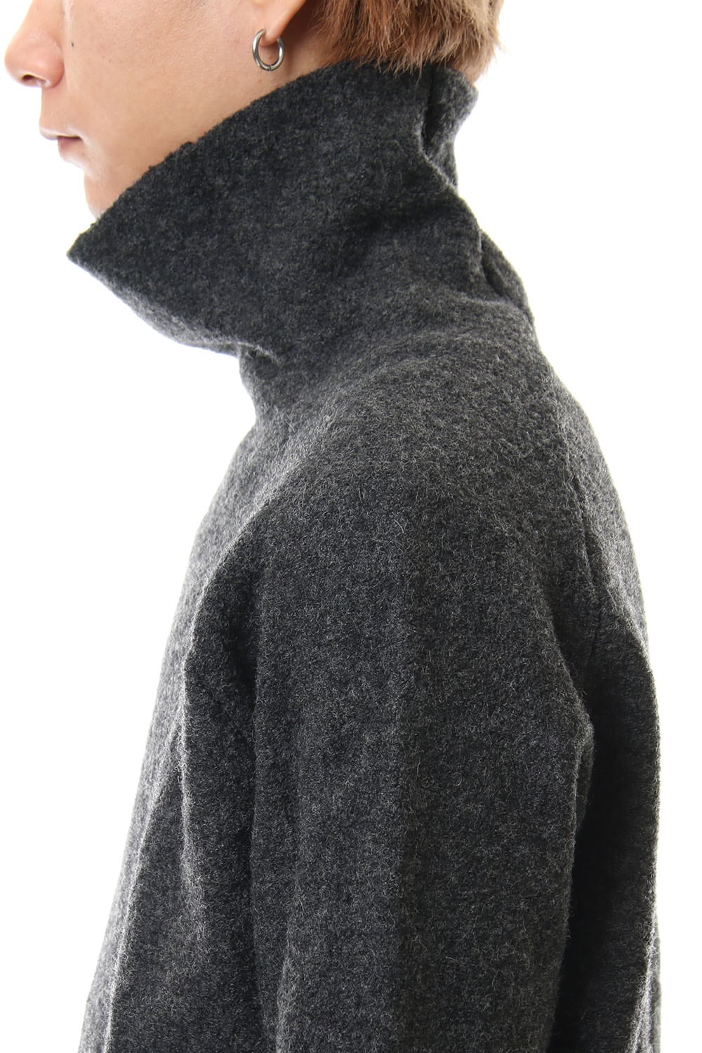 Boucle Bottle Neck L/S Knit D.Gray