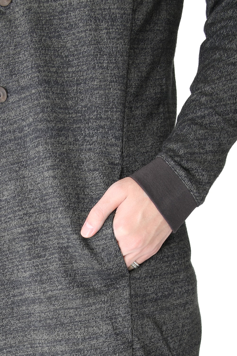 Knit Coat Linen Cotton Jersey Khaki Gray