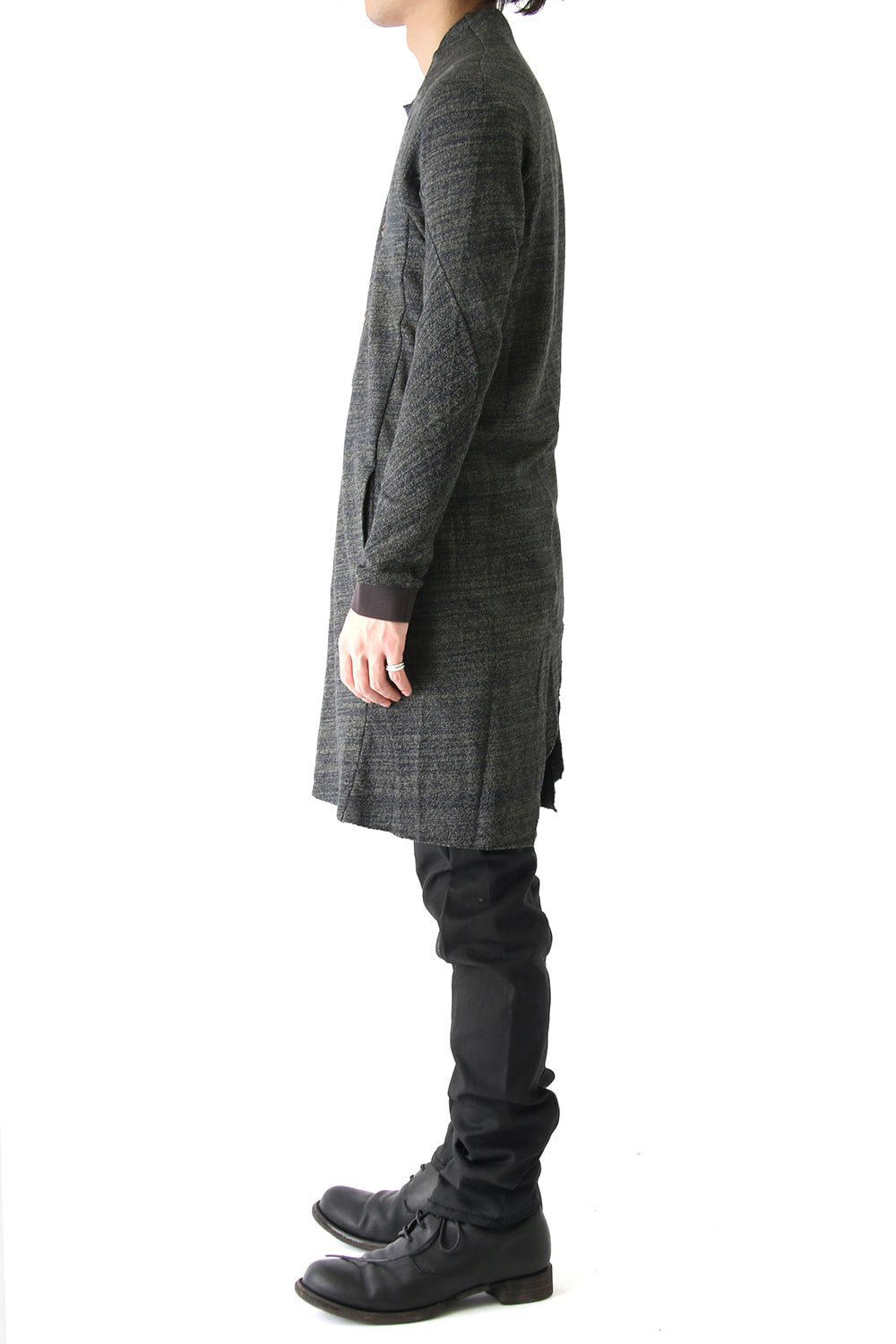 Knit Coat Linen Cotton Jersey Khaki Gray