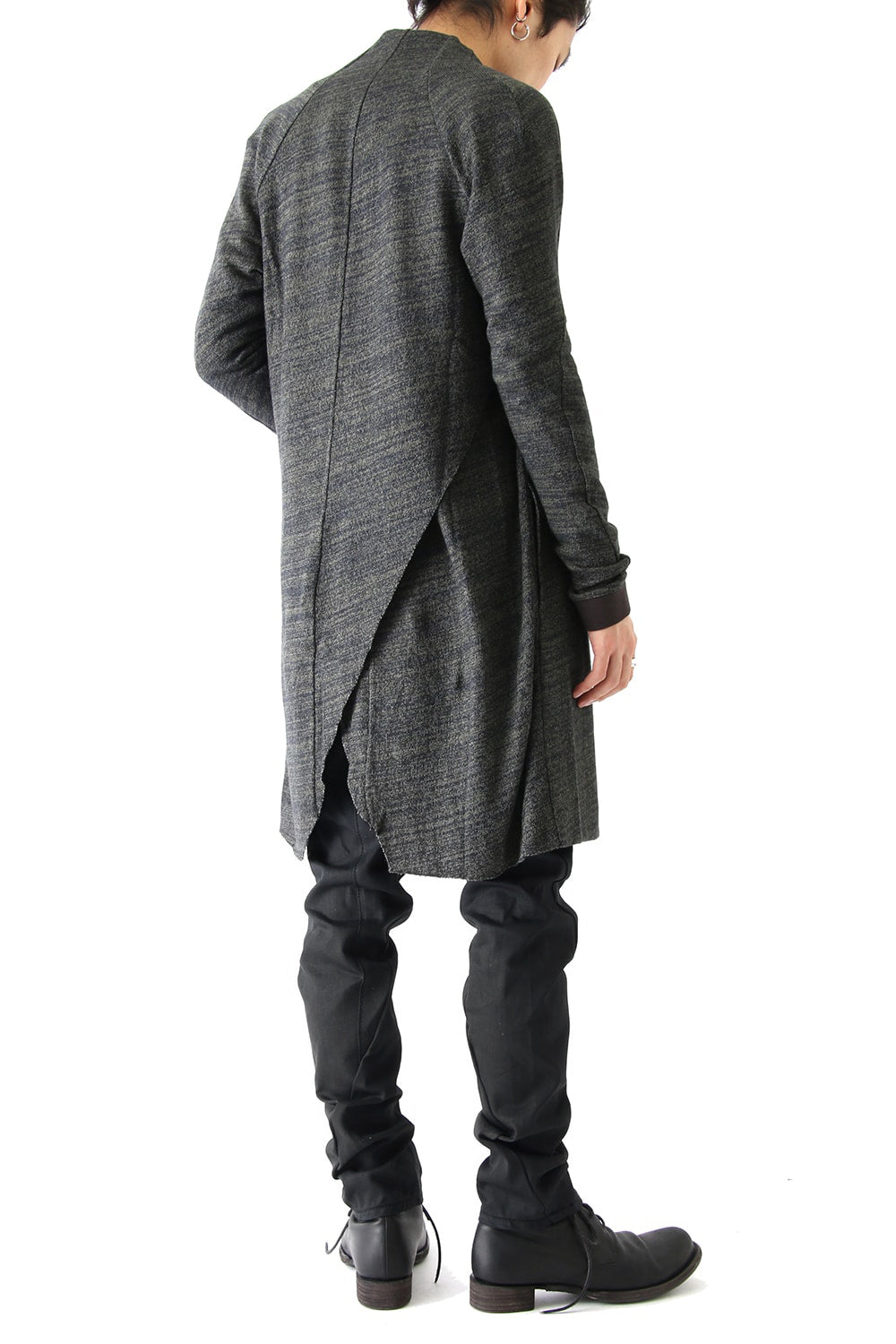 Knit Coat Linen Cotton Jersey Khaki Gray