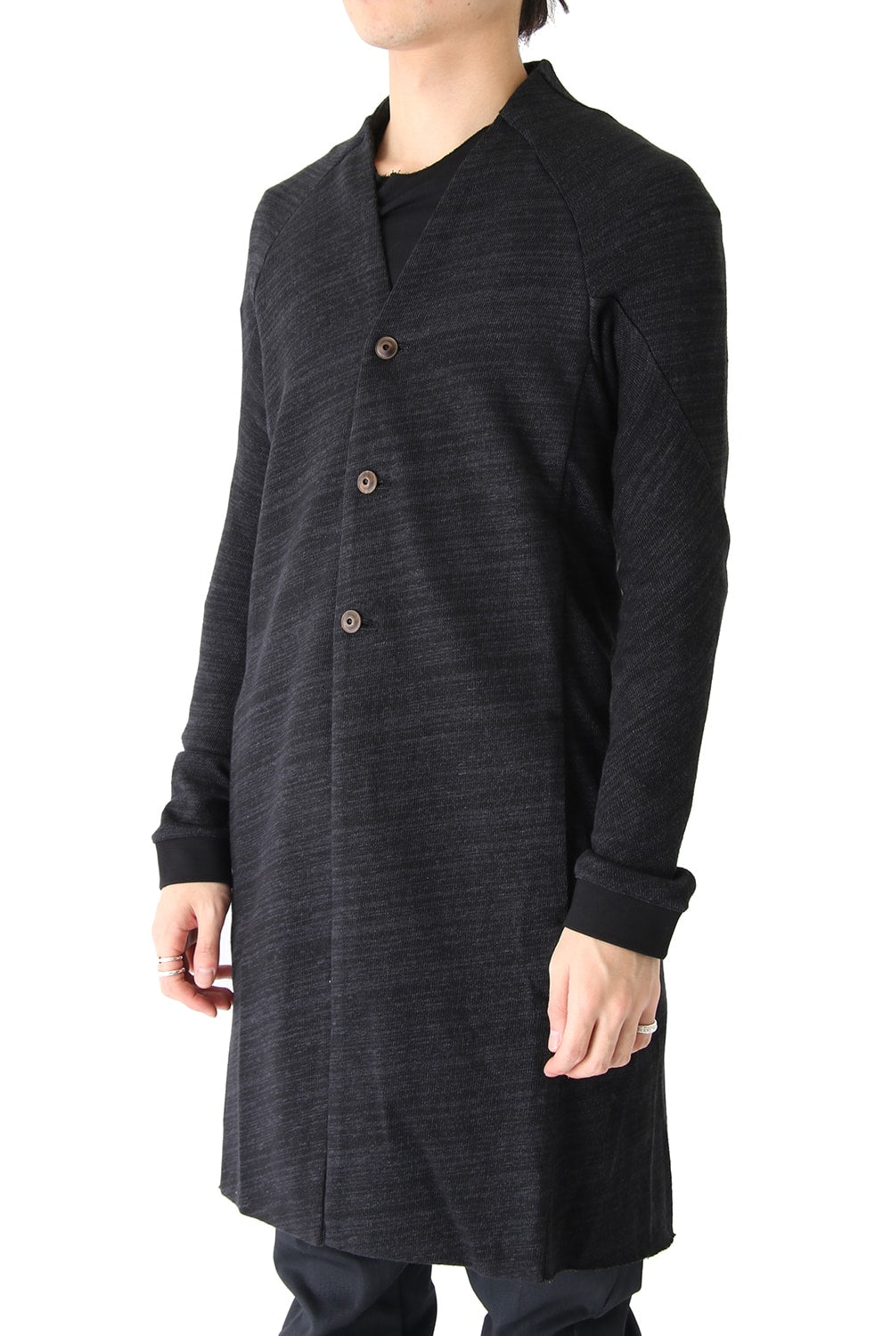 Knit Coat Linen Cotton Jersey Blue Gray