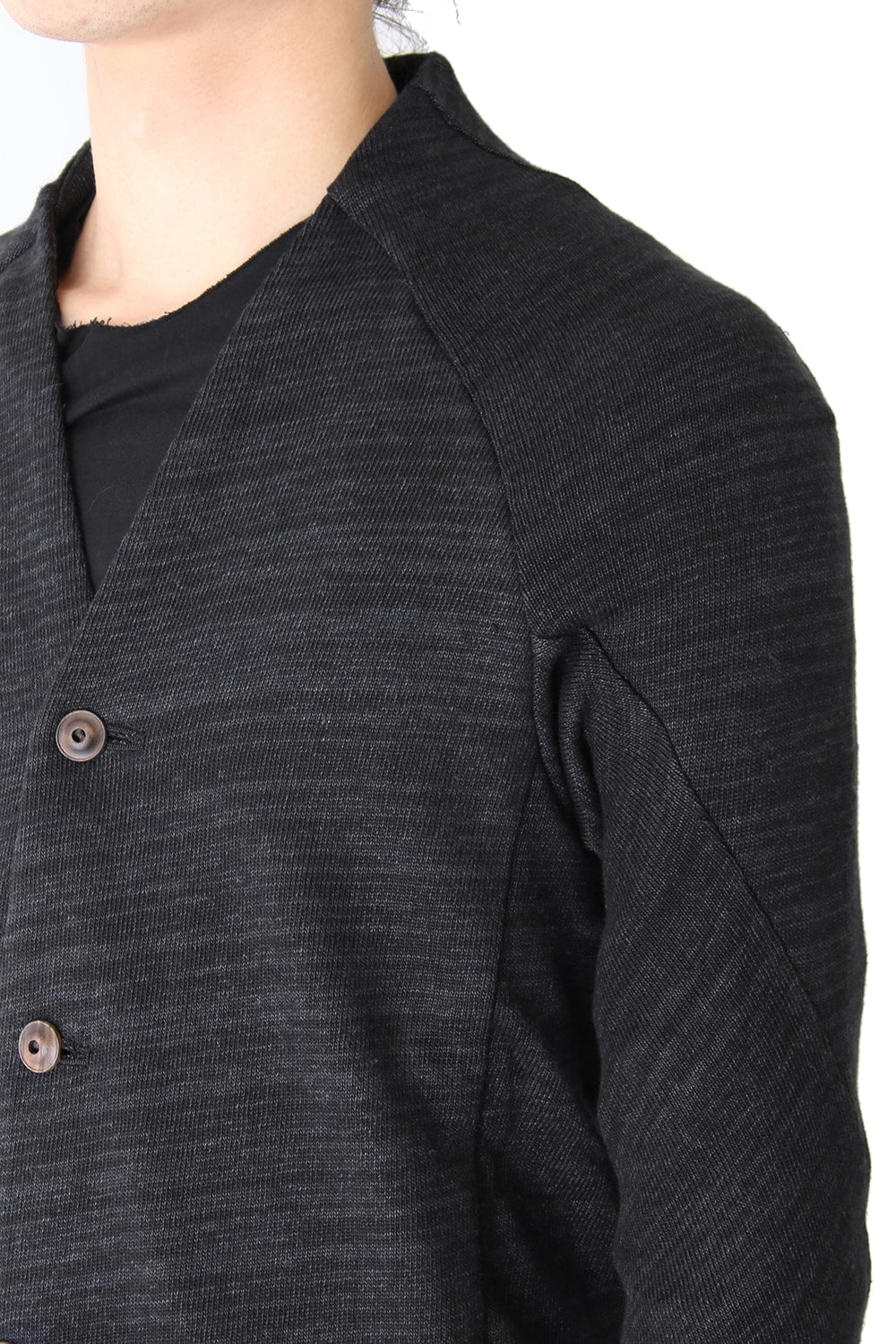 Knit Coat Linen Cotton Jersey Blue Gray