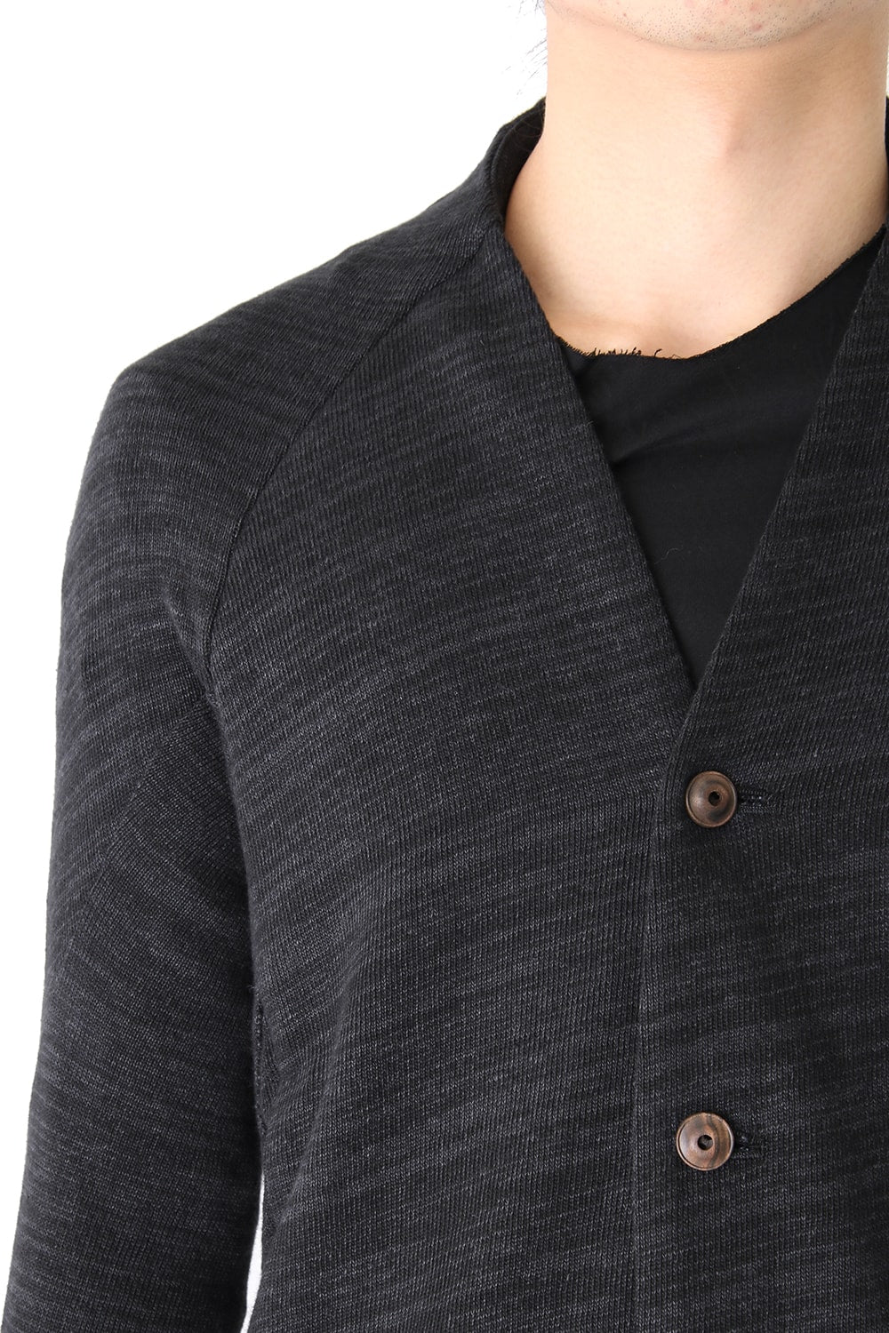 Knit Coat Linen Cotton Jersey Blue Gray