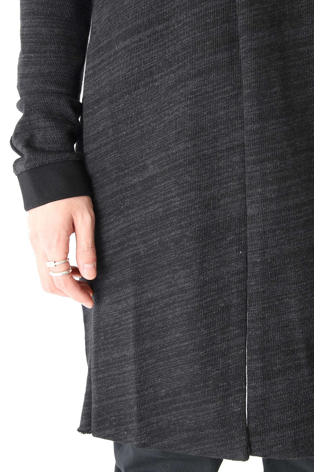 Knit Coat Linen Cotton Jersey Blue Gray