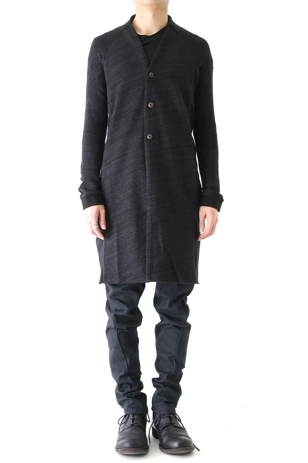 Knit Coat Linen Cotton Jersey Blue Gray