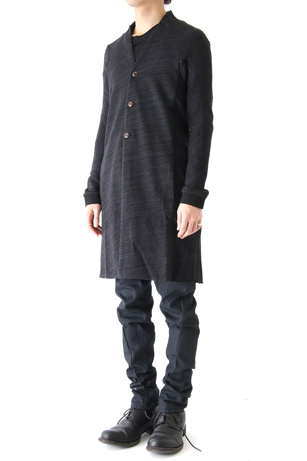 Knit Coat Linen Cotton Jersey Blue Gray