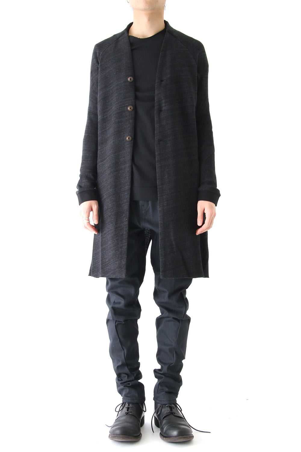 Knit Coat Linen Cotton Jersey Blue Gray