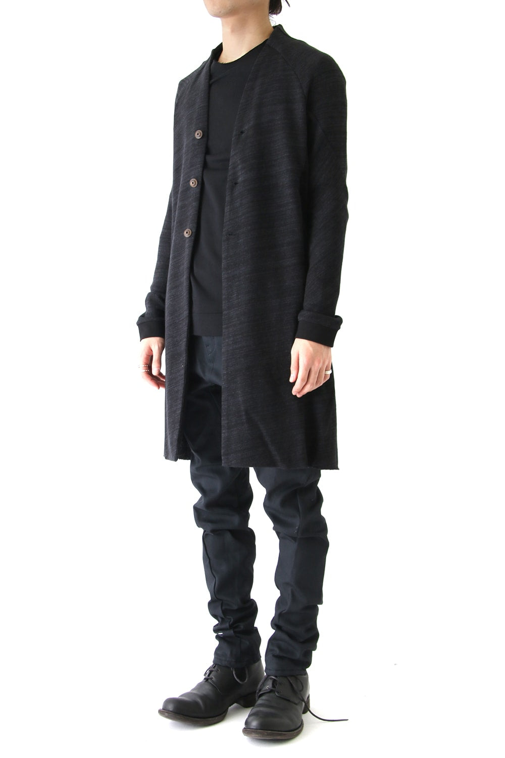 Knit Coat Linen Cotton Jersey Blue Gray