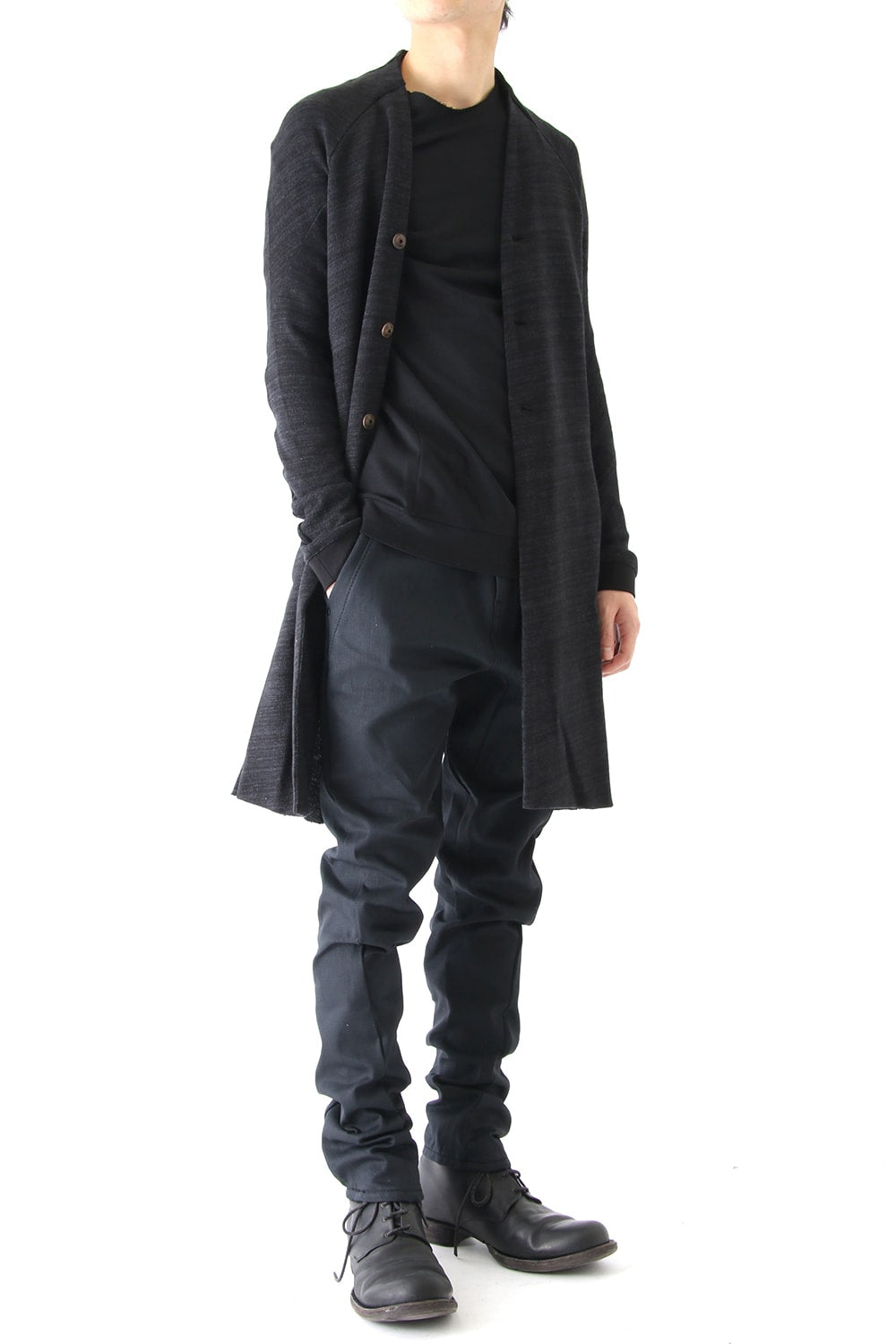 Knit Coat Linen Cotton Jersey Blue Gray