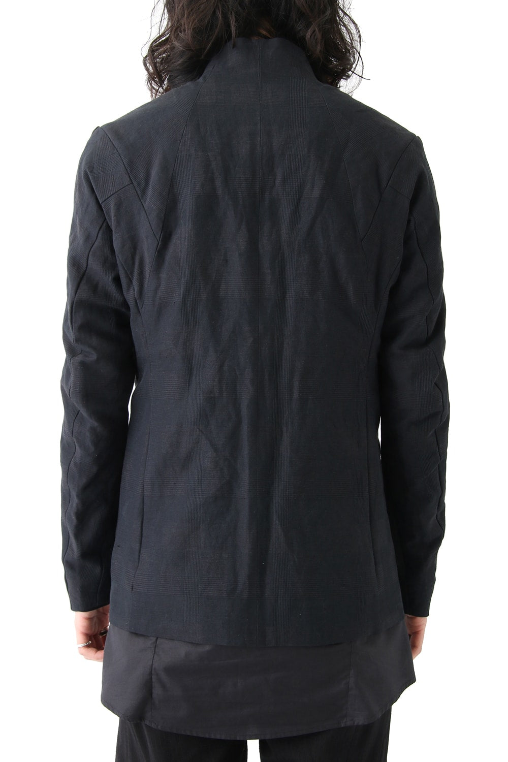 Jacket Cotton Linen Check Blue Black
