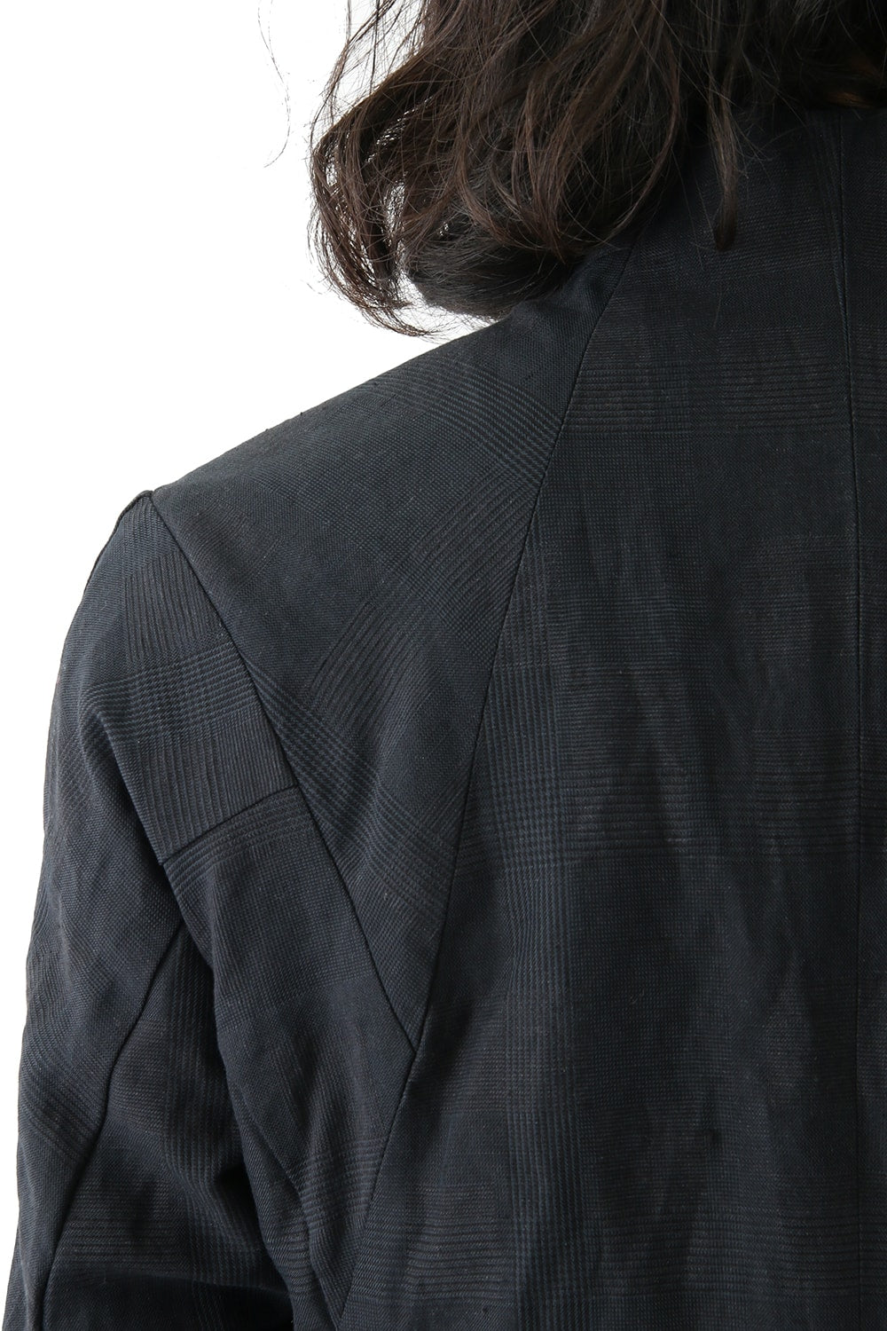 Jacket Cotton Linen Check Blue Black