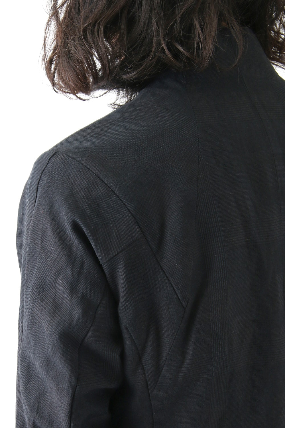 Jacket Cotton Linen Check Blue Black