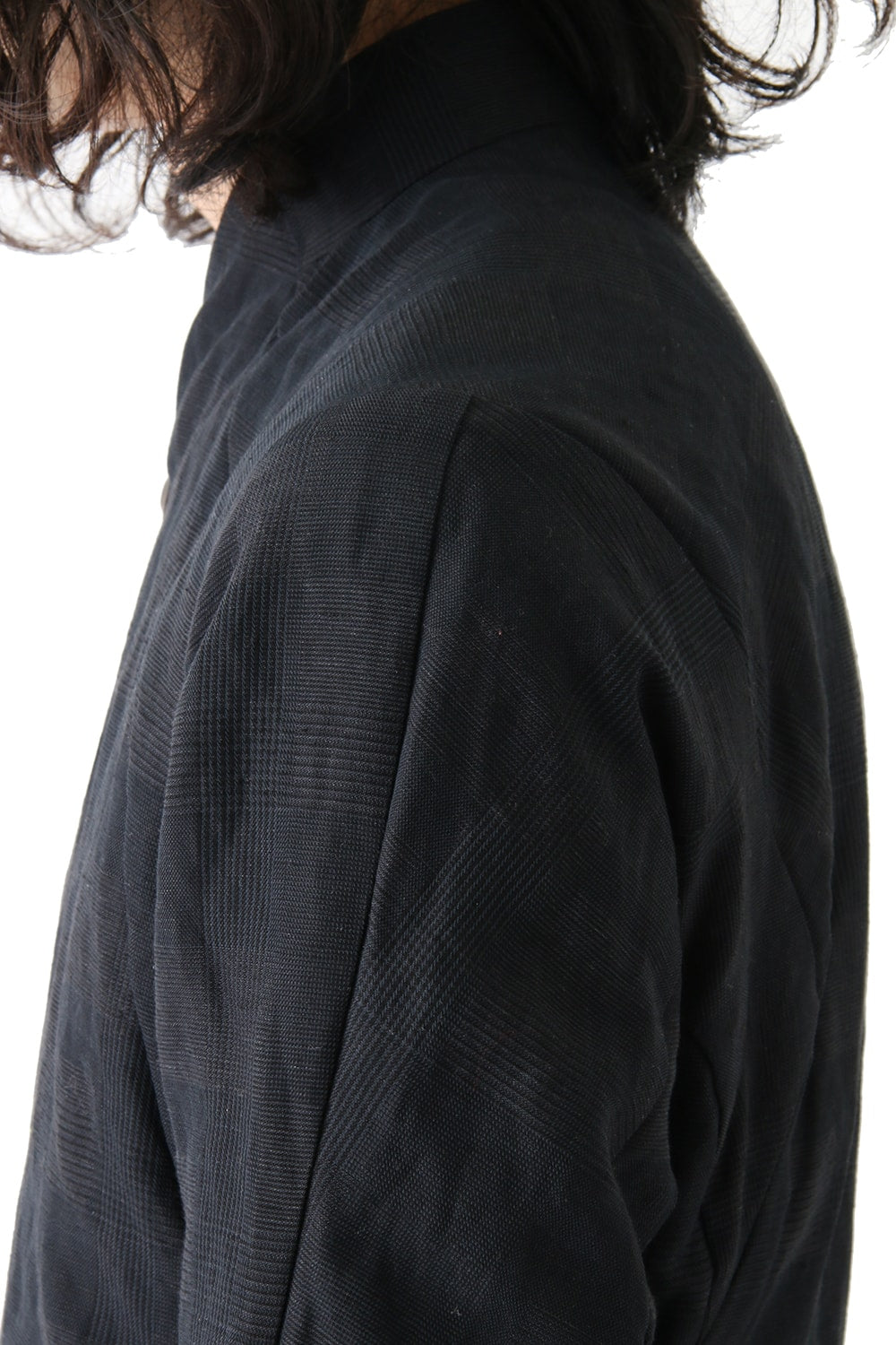 Jacket Cotton Linen Check Blue Black