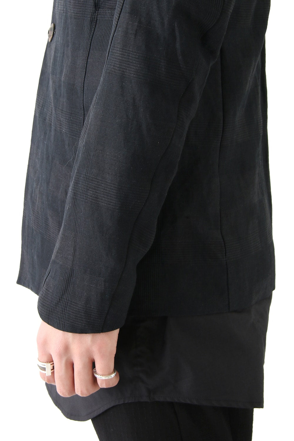 Jacket Cotton Linen Check Blue Black